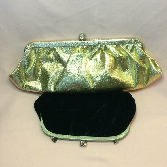 FINAL SALE PRICE Evening Bag Lot - Gold Clutch & Black Velvet Bag - Picture 5 of 7